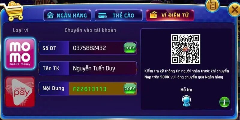 Rikvip cung cấp rất nhiều các phương thức thanh toán